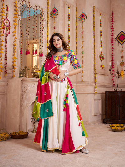Multi Color Navratri Designer mirror and kodi work Ready To Wear Lehenga Choli houseofpanchhi