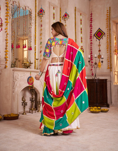 Multi Color Navratri Designer Kutchi work with mirror and kodi work Ready To Wear Lehenga Choli houseofpanchhi