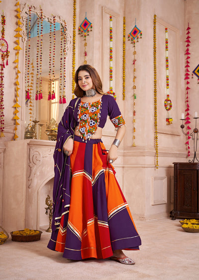 Purple Navratri Designer mirror and kodi work Ready To Wear Lehenga Choli houseofpanchhi