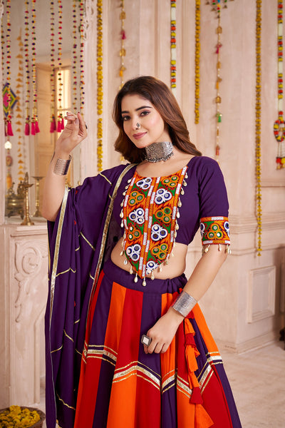 Purple Navratri Designer mirror and kodi work Ready To Wear Lehenga Choli houseofpanchhi