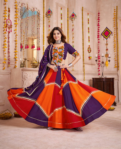 Purple Navratri Designer mirror and kodi work Ready To Wear Lehenga Choli houseofpanchhi