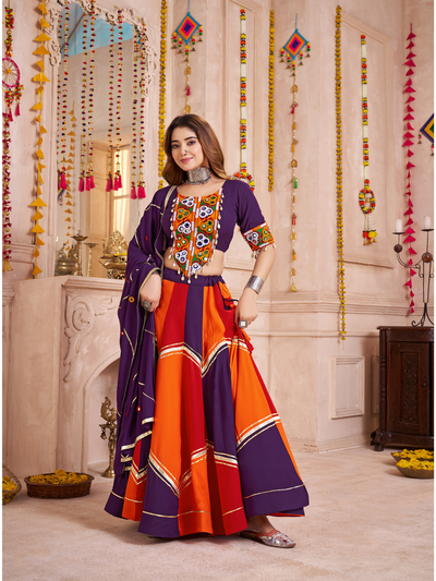 Purple Navratri Designer mirror and kodi work Ready To Wear Lehenga Choli houseofpanchhi