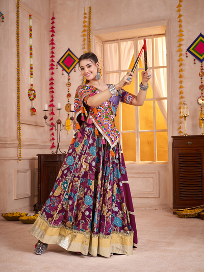 Navratri Designer print with katchi work Ready To Wear Lehenga Choli houseofpanchhi