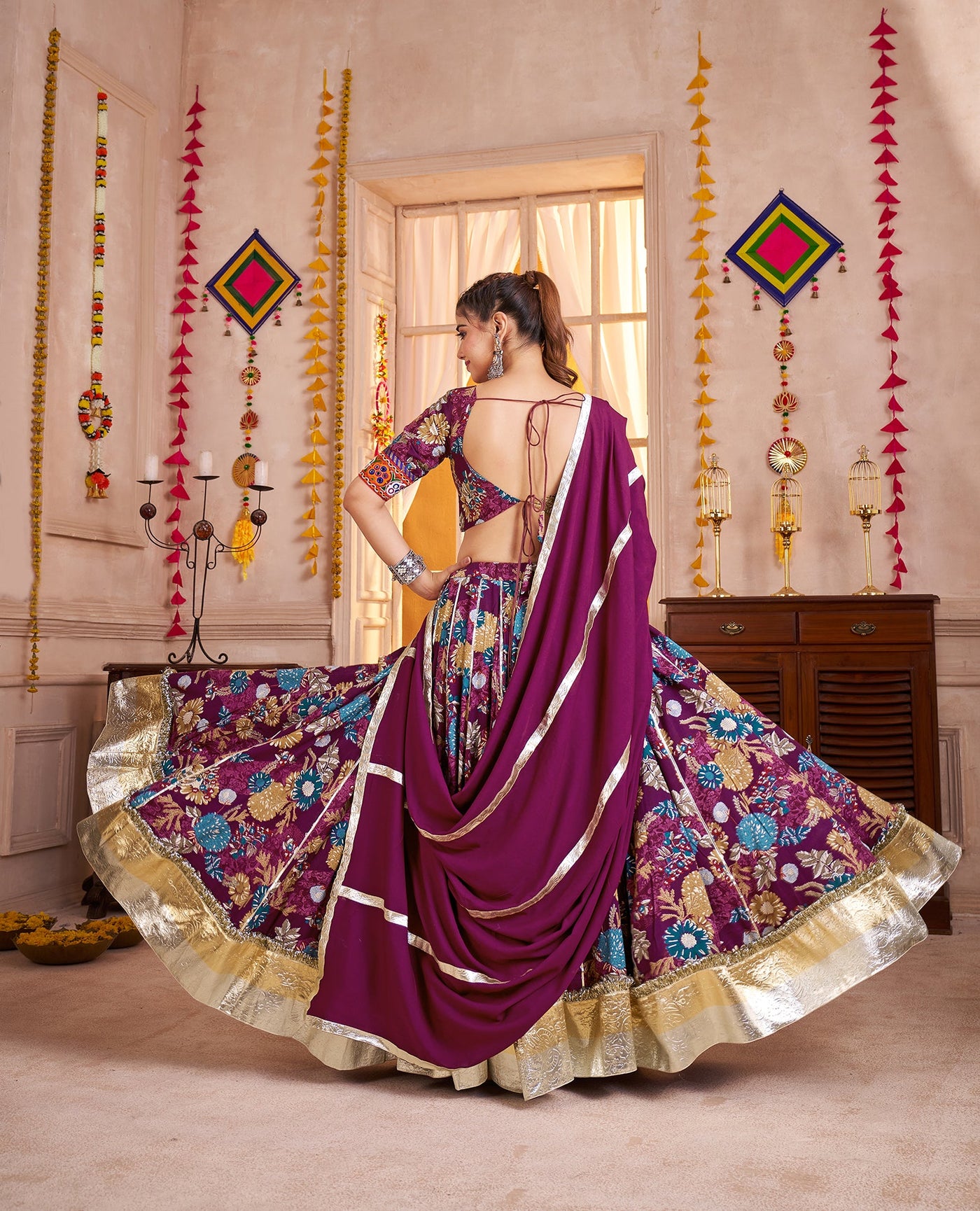 Navratri Designer print with katchi work Ready To Wear Lehenga Choli houseofpanchhi
