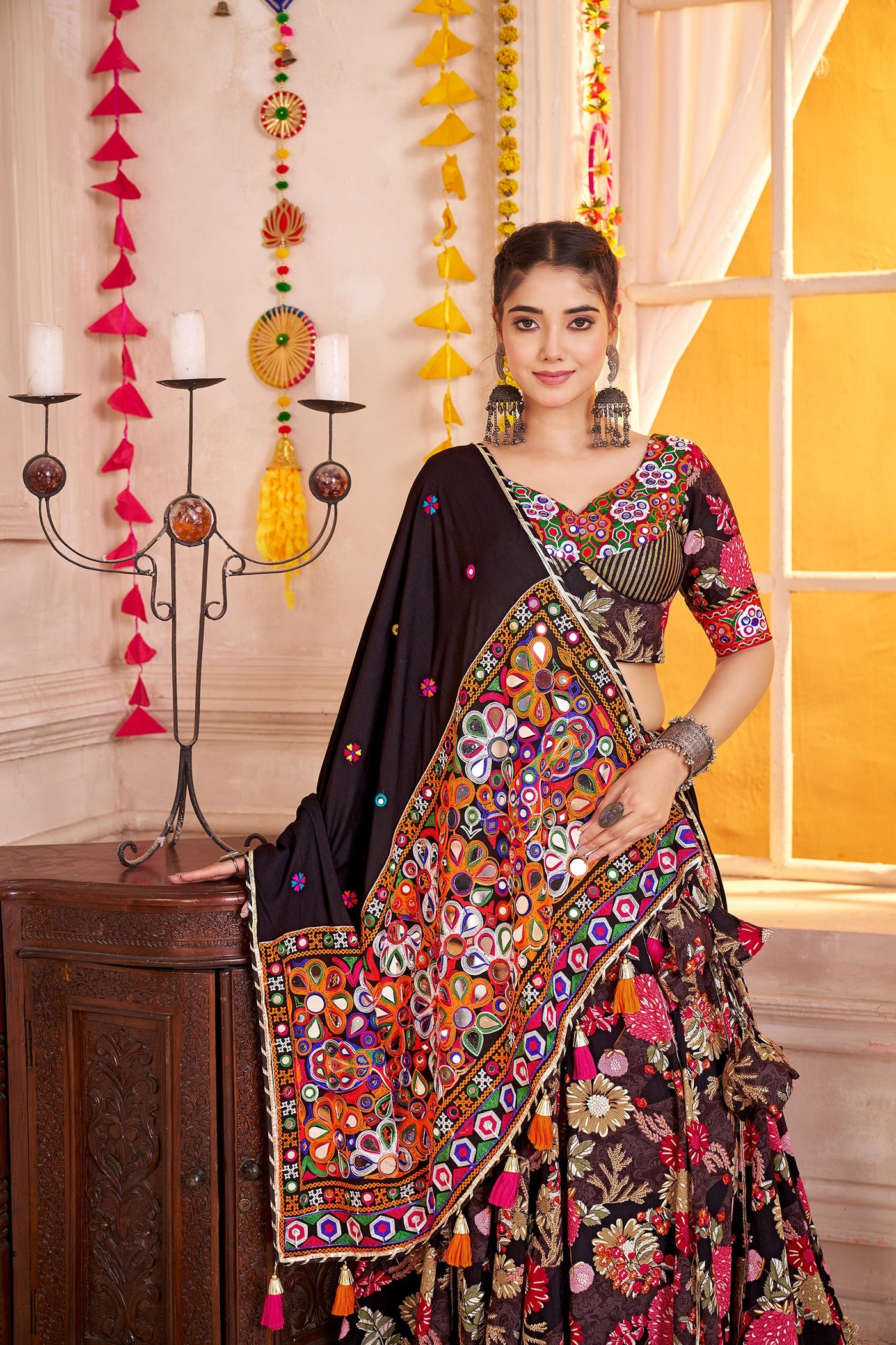 Navratri Designer print with katchi work Ready To Wear Lehenga Choli houseofpanchhi