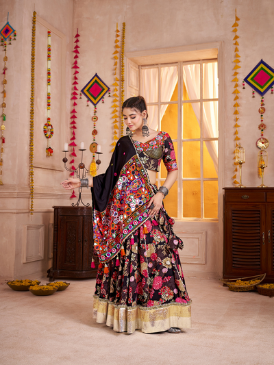 Navratri Designer print with katchi work Ready To Wear Lehenga Choli houseofpanchhi