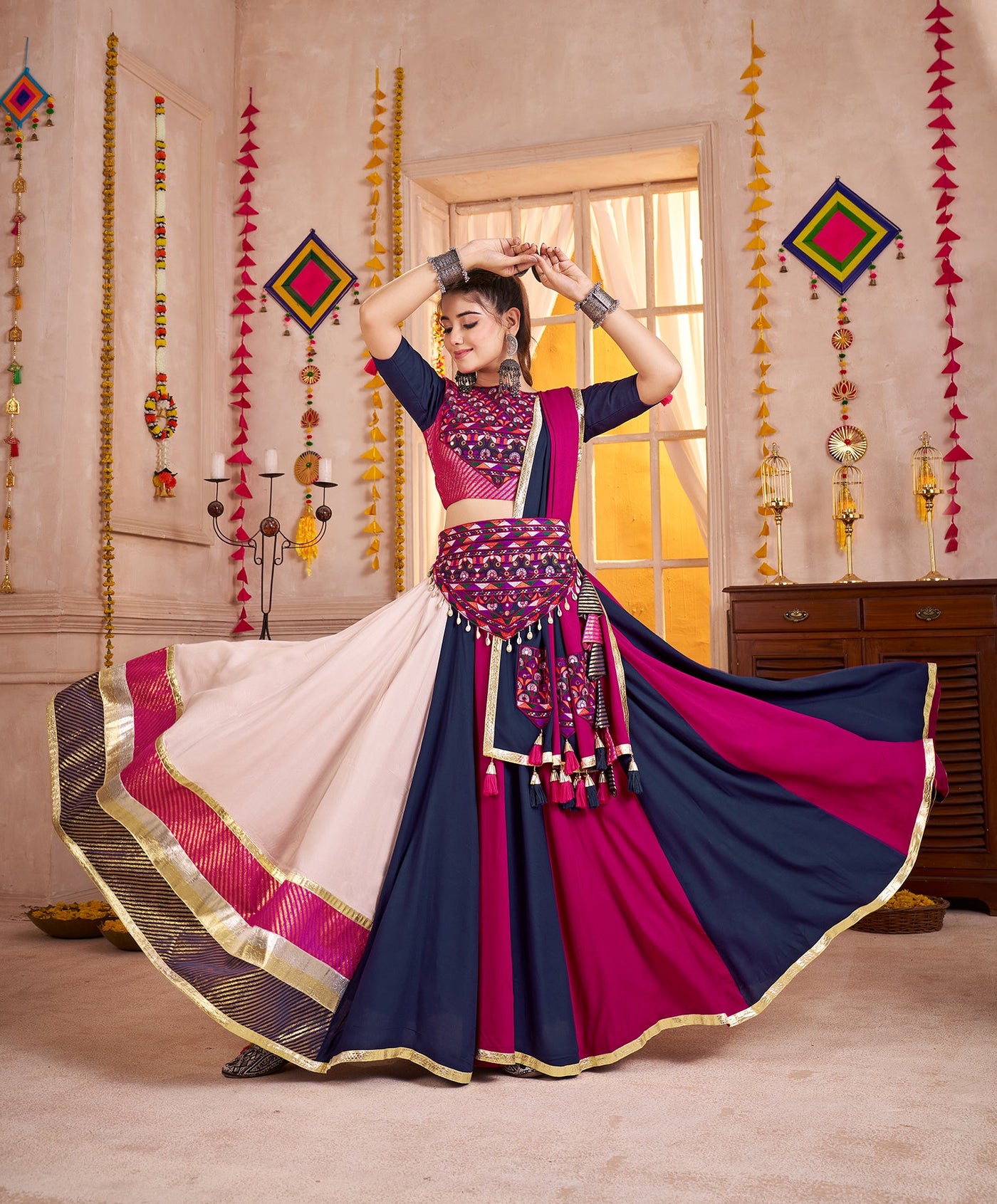 Navratri Designer print with katchi work Ready To Wear Lehenga Choli (Copy) houseofpanchhi