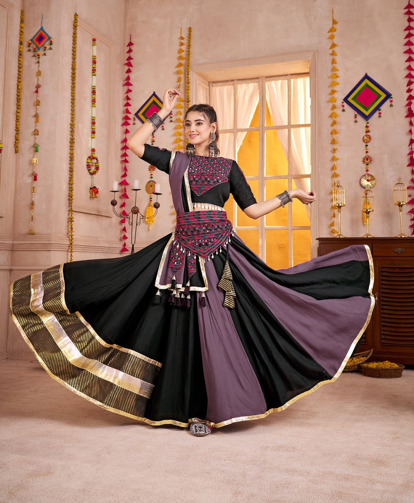 Navratri Designer print with katchi work Ready To Wear Lehenga Choli (Copy) houseofpanchhi