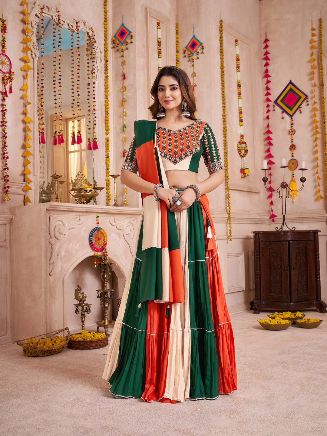 Multi Color Navratri Designer Katchi work Ready To Wear Lehenga Choli houseofpanchhi