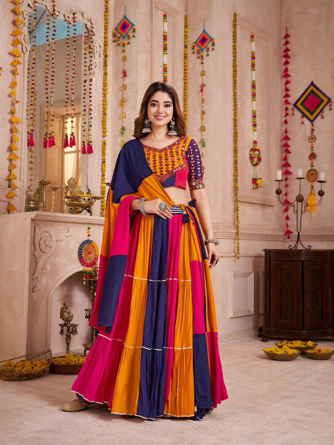 Multi Color Navratri Designer Katchi work Ready To Wear Lehenga Choli houseofpanchhi