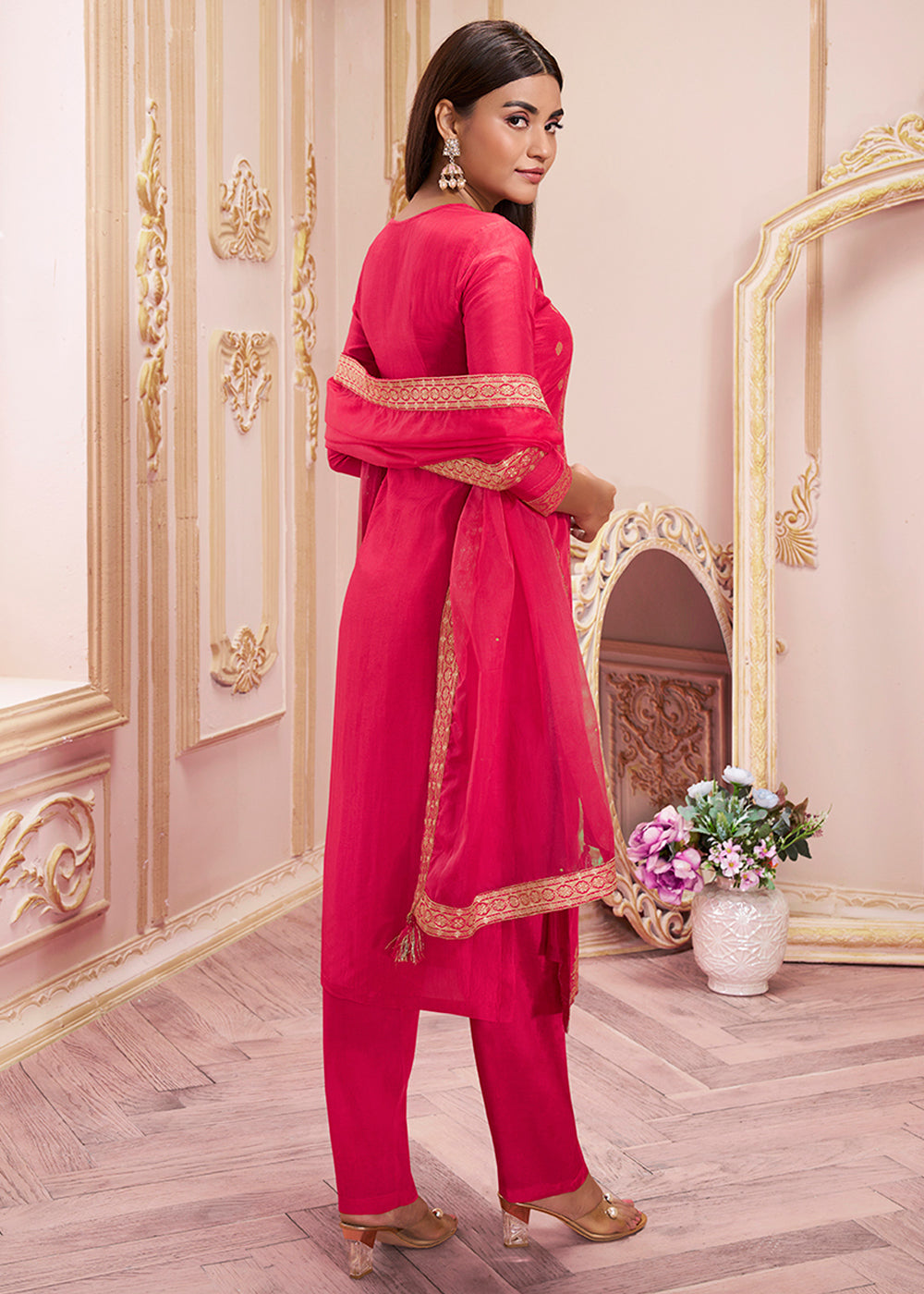 Dola Jacquard Fabric Jacquard work Ready to wear Salwar & Kurta Set