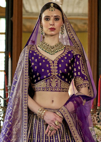 Silk With  Embroidery, Sequence, Thread, Pearl & Zari Weaving Work Bridal Semi Stitched Lehenga House of Panchhi