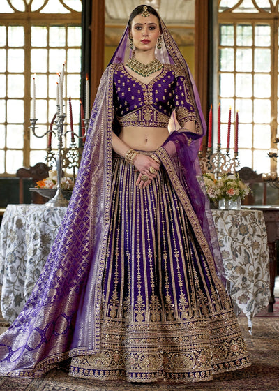 Silk With  Embroidery, Sequence, Thread, Pearl & Zari Weaving Work Bridal Semi Stitched Lehenga House of Panchhi