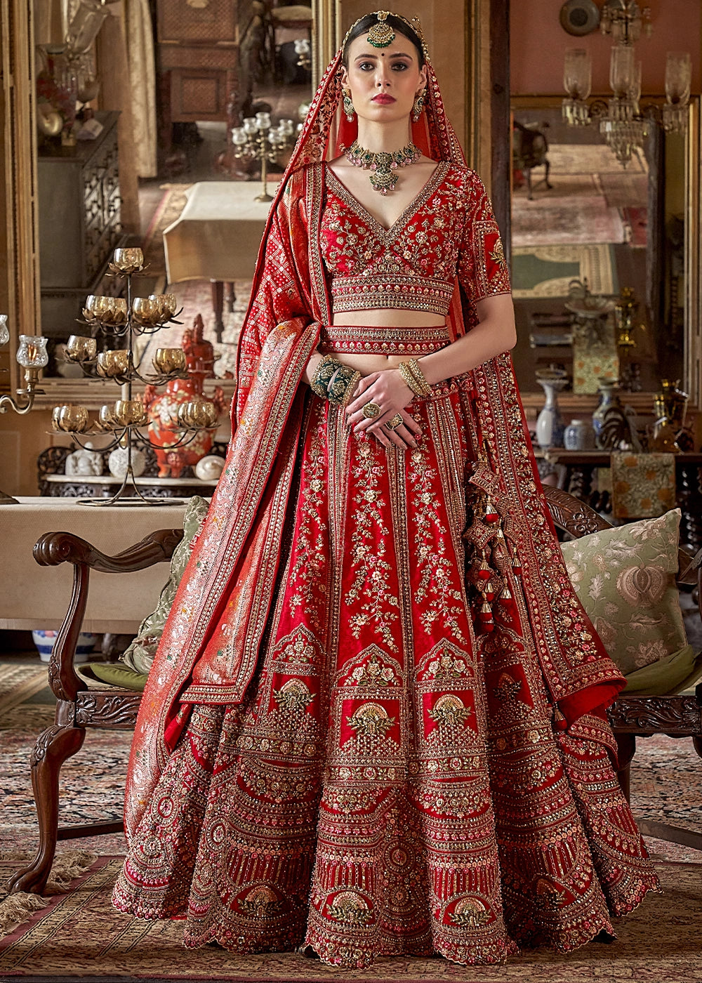 Pink Embroidery, Sequence, Thread, Pearl & Zari Weaving Work Bridal Semi Stitched Lehenga (Copy) (Copy) House of Panchhi