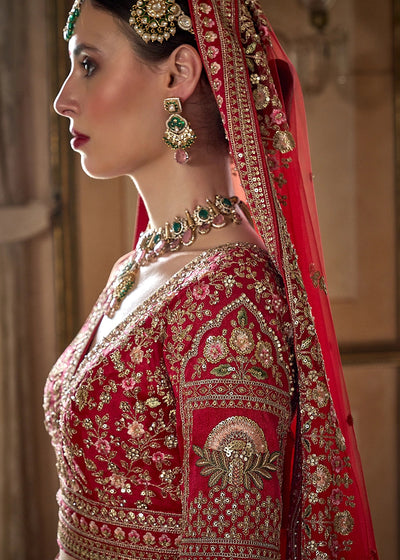 Pink Embroidery, Sequence, Thread, Pearl & Zari Weaving Work Bridal Semi Stitched Lehenga (Copy) (Copy) House of Panchhi