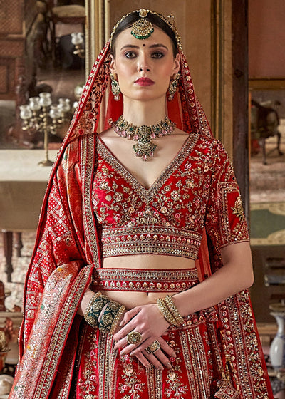 Pink Embroidery, Sequence, Thread, Pearl & Zari Weaving Work Bridal Semi Stitched Lehenga (Copy) (Copy) House of Panchhi