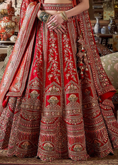 Pink Embroidery, Sequence, Thread, Pearl & Zari Weaving Work Bridal Semi Stitched Lehenga (Copy) (Copy) House of Panchhi