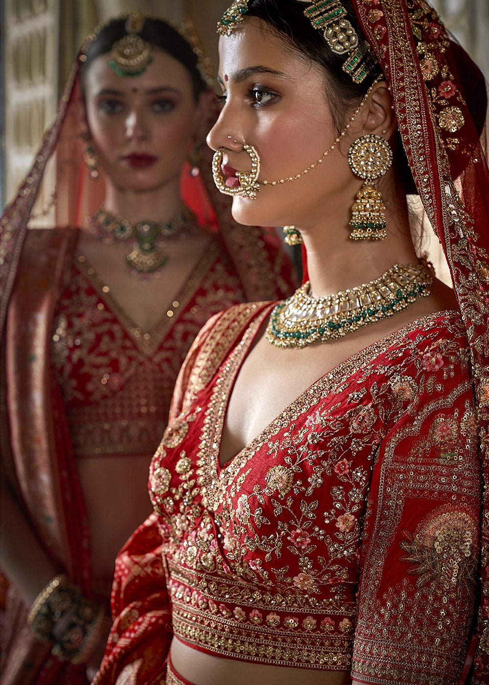 Orange - Embroidery, Sequence, Thread, Pearl & Zari Weaving Work Bridal Semi Stitched Lehenga House of Panchhi