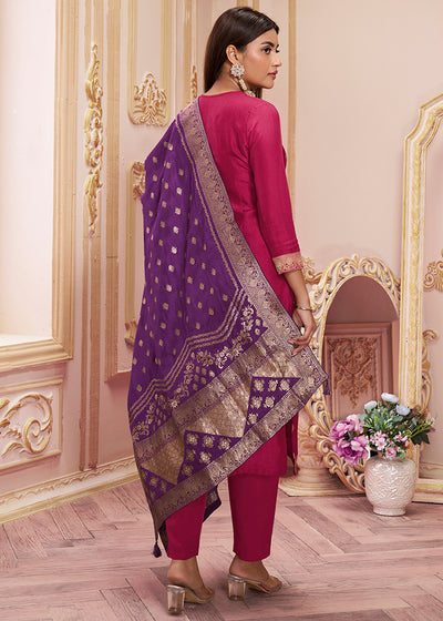 Dola Jacquard Fabric Jacquard work Ready to wear Salwar & Kurta Set