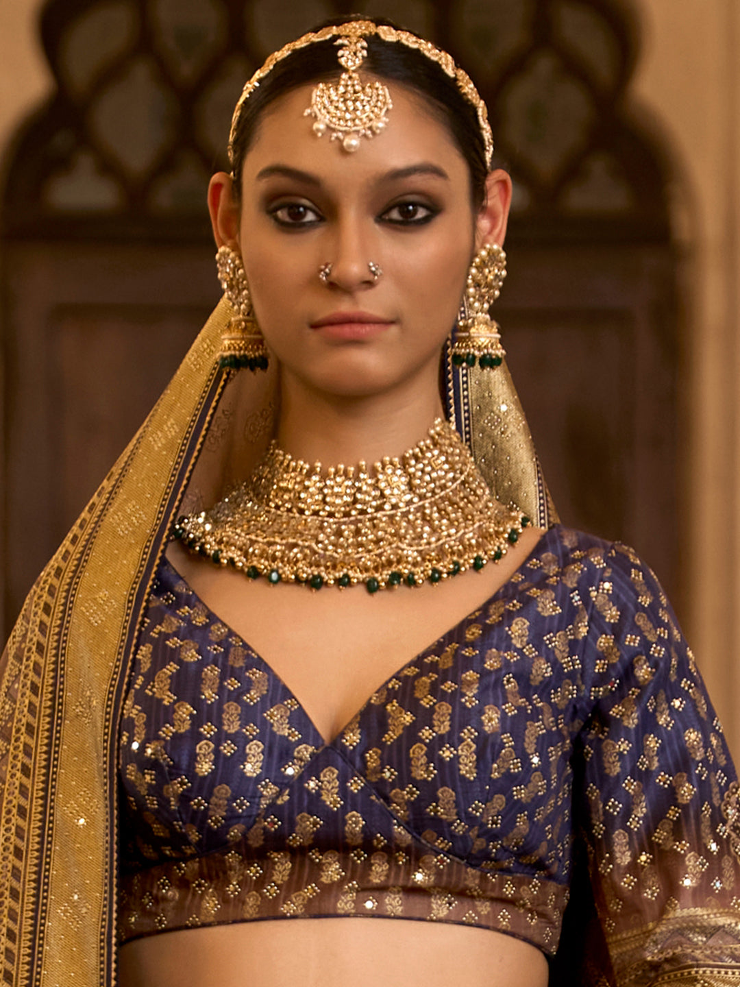 Blue-Golden Designer Silk Ready to Wear Lehenga Choli With Sparkle