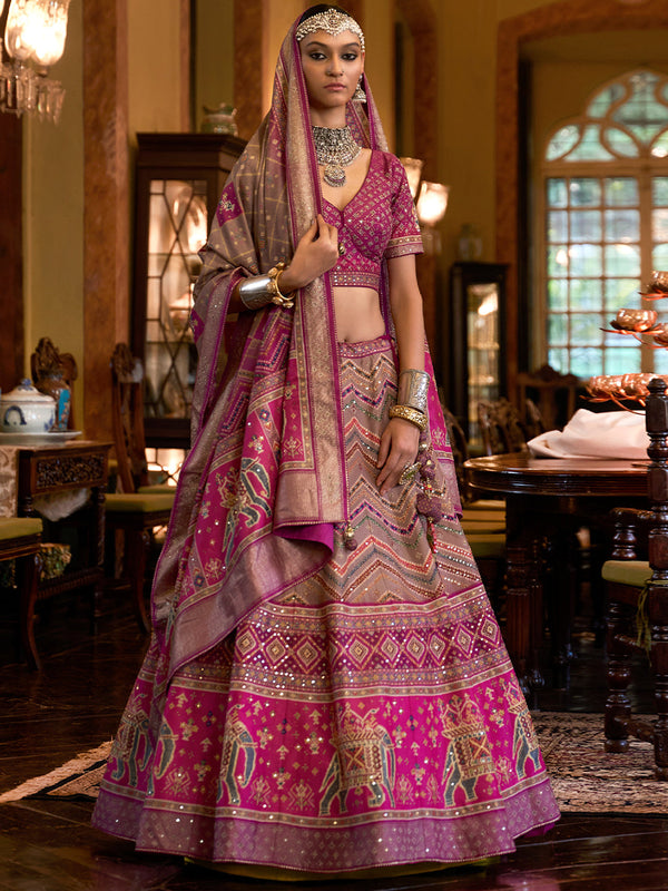 Purple Shade Designer Silk Ready to Wear Lehenga Choli With Sparkle & Mirror Work House of Panchhi