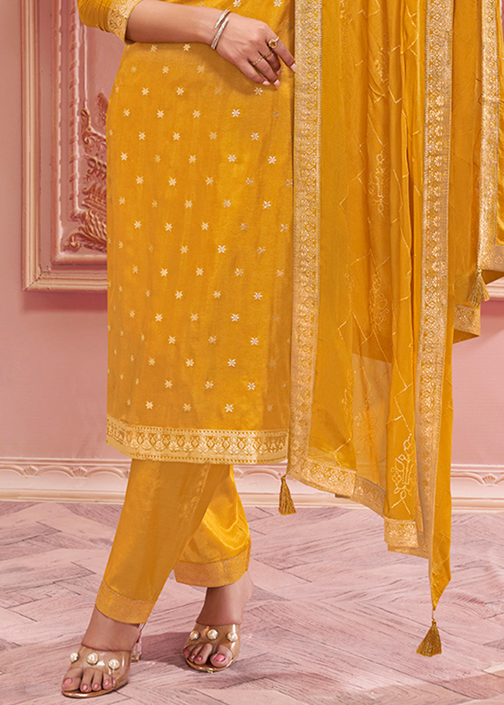 Dola Jacquard Fabric Jacquard work Ready to wear Salwar & Kurta Set