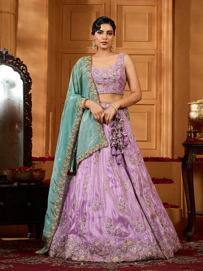Satin Silk Fabric Sequins embroidery Semi-Stitched Lehenga & Unstitched Blouse With Dupatta House of Panchhi