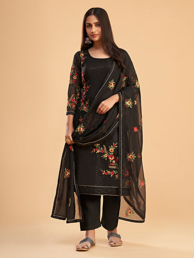 Shimmer Organza Fabric Sequins embroidery Semi-Stitched Straight Kurta Set- Zaida 12