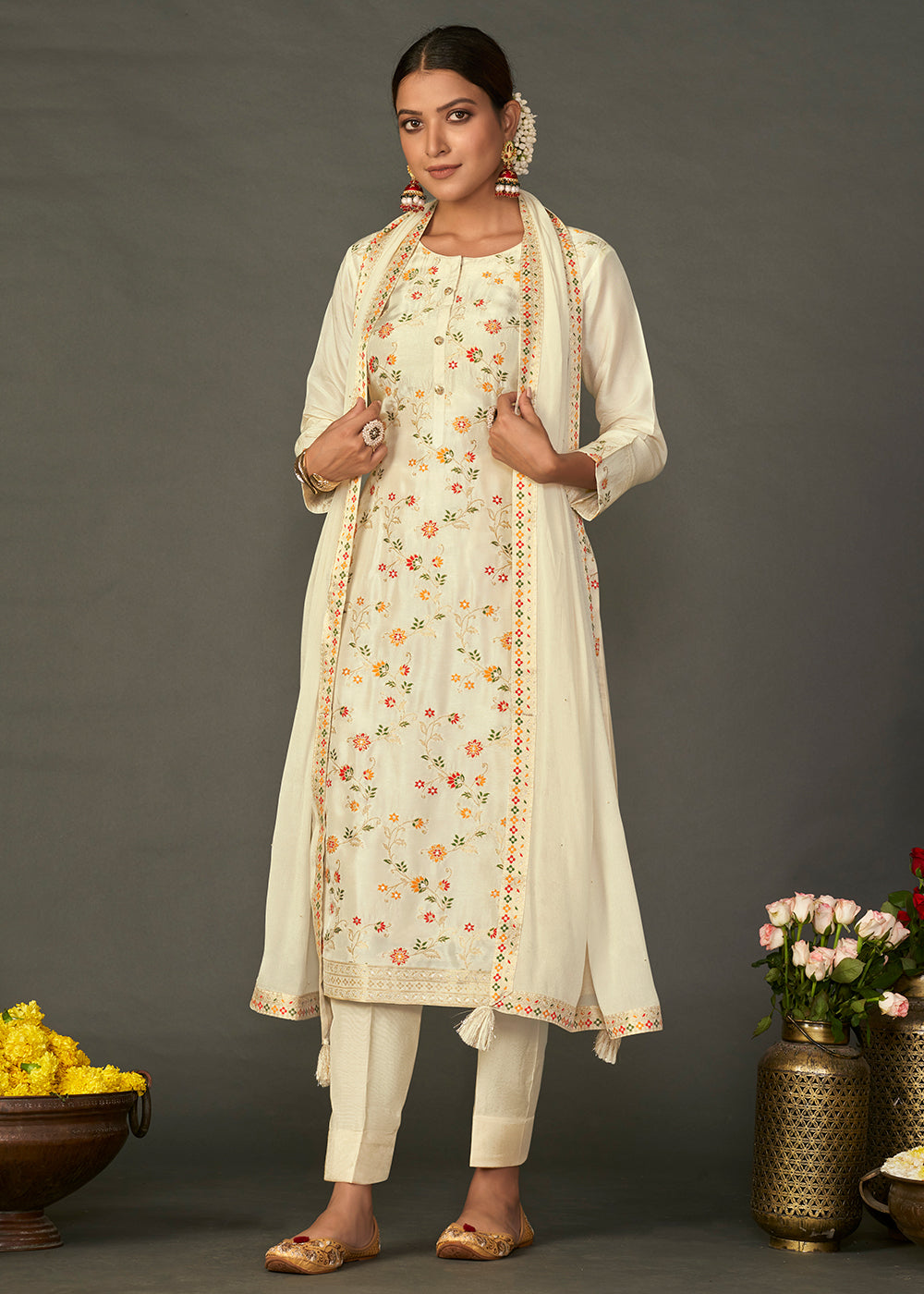 Dola Jacquard Fabric Jacquard work Ready to wear Salwar & Kurta Set