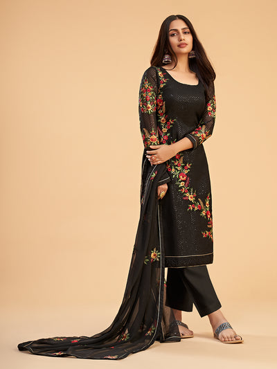 Shimmer Organza Fabric Sequins embroidery Semi-Stitched Straight Kurta Set- Zaida 12