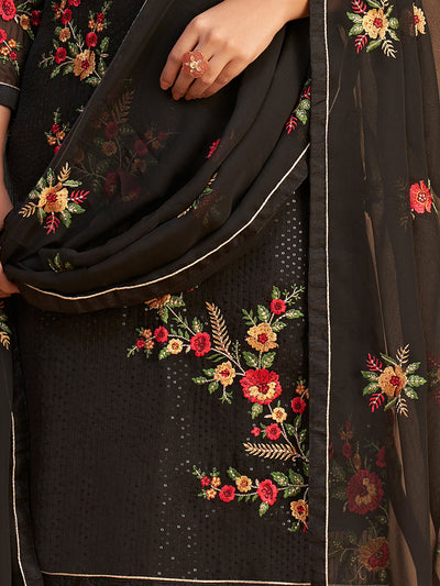 Shimmer Organza Fabric Sequins embroidery Semi-Stitched Straight Kurta Set- Zaida 12