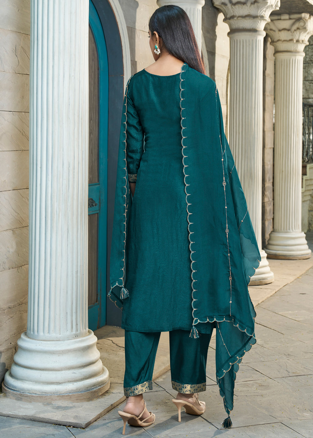 Dola Silk Fabric jacquard placement weaving Ready to wear Salwar & Kurta Set