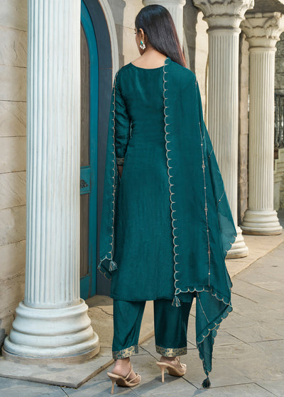 Dola Silk Fabric jacquard placement weaving Ready to wear Salwar & Kurta Set