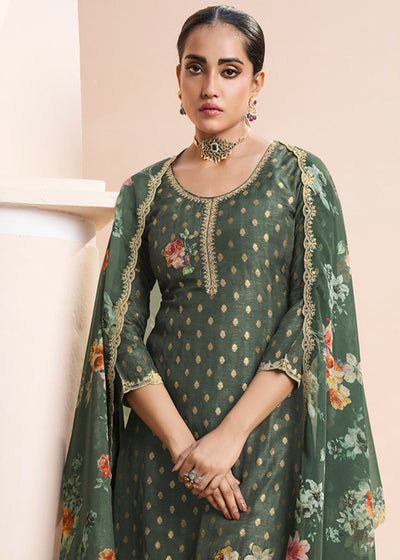 Dola Silk Fabric applique patch work Ready to wear Salwar & Kurta Set