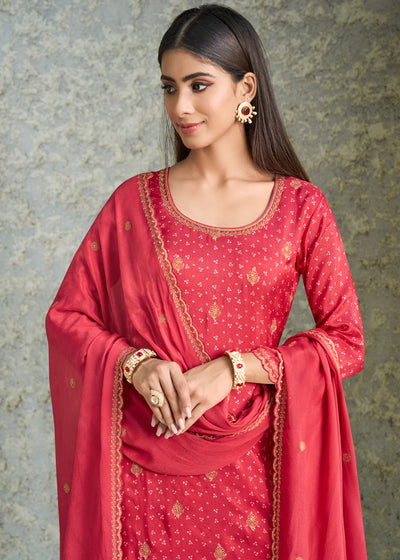 Dola Silk Fabric Bandhni Print & Zari Work Ready to wear Salwar & Kurta Set