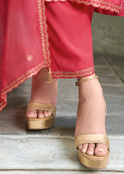 Dola Silk Fabric Bandhni Print & Zari Work Ready to wear Salwar & Kurta Set