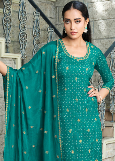 Dola Silk Fabric Bandhni Print & Zari Work Ready to wear Salwar & Kurta Set