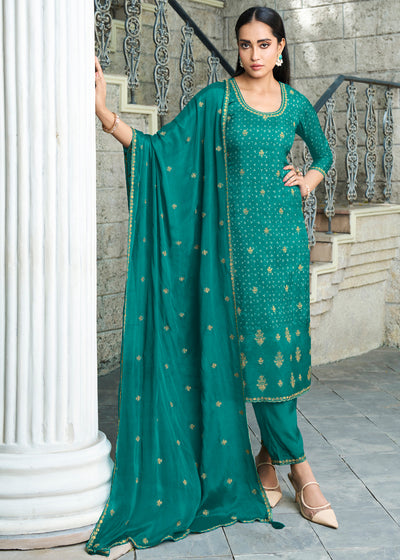 Dola Silk Fabric Bandhni Print & Zari Work Ready to wear Salwar & Kurta Set