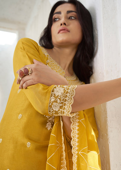 Dola Silk Fabric Designer Beaded Hand Work Ready to wear Salwar & Kurta SeT