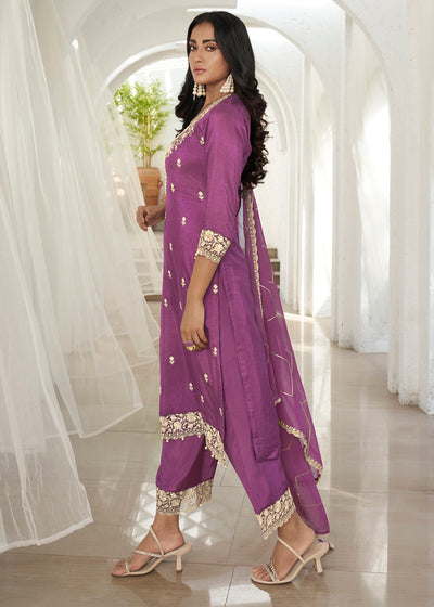 Dola Silk Fabric Designer Beaded Hand Work Ready to wear Salwar & Kurta SeT