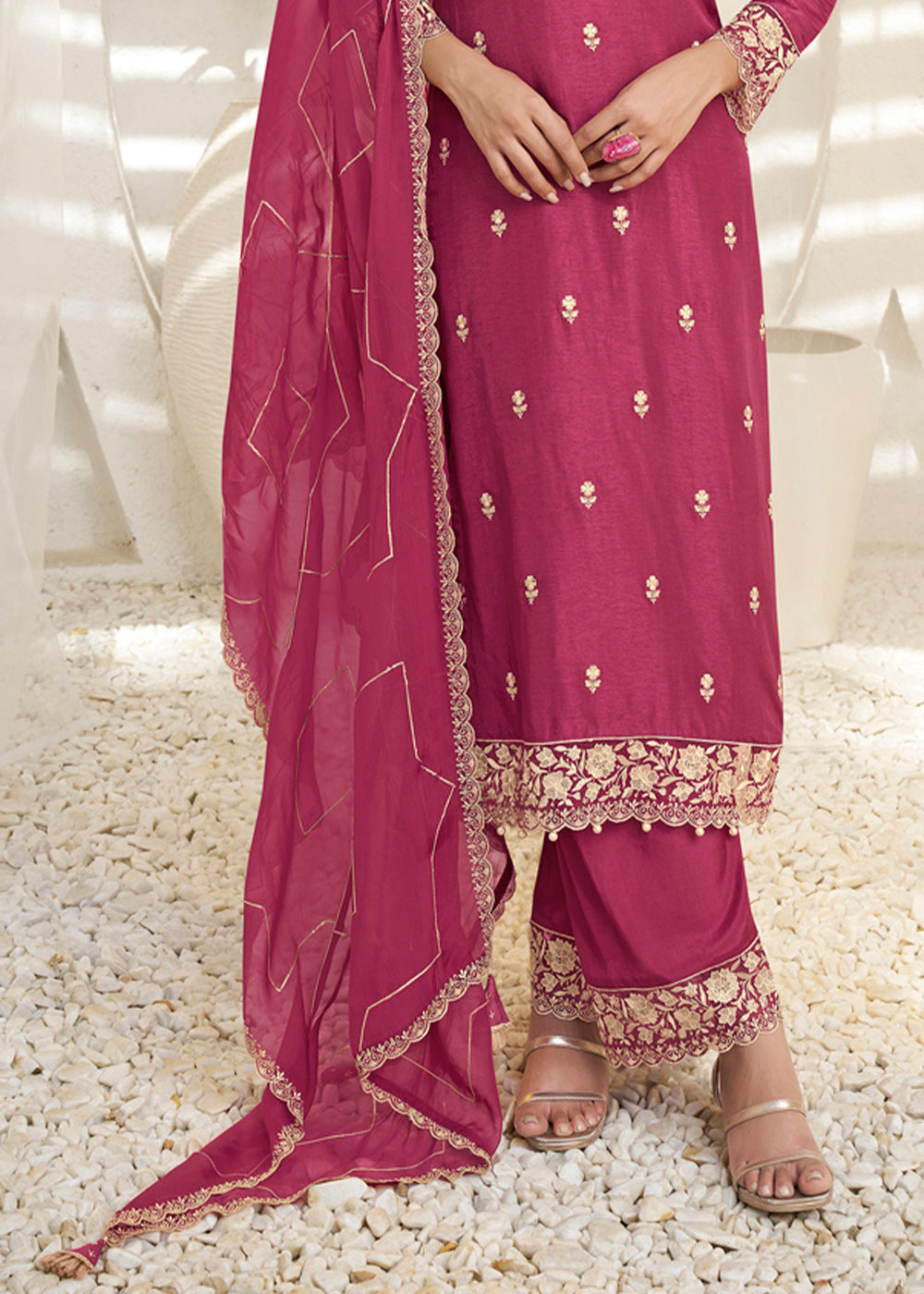 Dola Silk Fabric Designer Beaded Hand Work Ready to wear Salwar & Kurta SeT