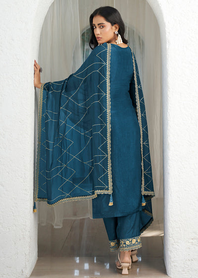 Dola Silk Fabric Designer Beaded Hand Work Ready to wear Salwar & Kurta SeT