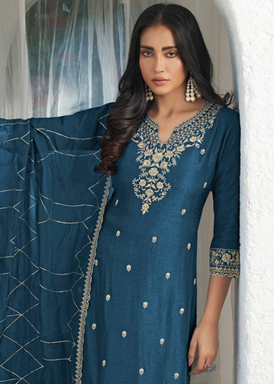 Dola Silk Fabric Designer Beaded Hand Work Ready to wear Salwar & Kurta SeT
