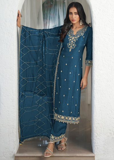 Dola Silk Fabric Designer Beaded Hand Work Ready to wear Salwar & Kurta SeT