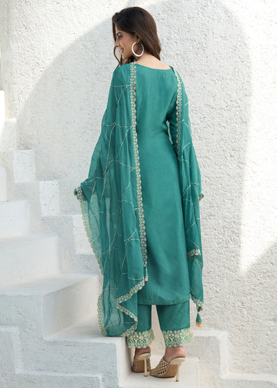 Dola Silk Fabric Designer Beaded Hand Work Ready to wear Salwar & Kurta SeT