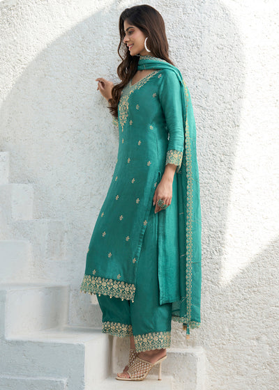 Dola Silk Fabric Designer Beaded Hand Work Ready to wear Salwar & Kurta SeT