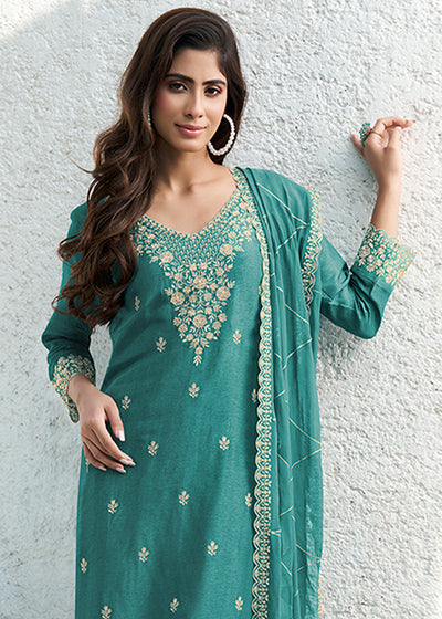 Dola Silk Fabric Designer Beaded Hand Work Ready to wear Salwar & Kurta SeT