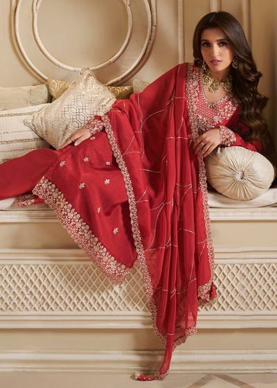 Dola Silk Fabric Designer Beaded Hand Work Ready to wear Salwar & Kurta SeT