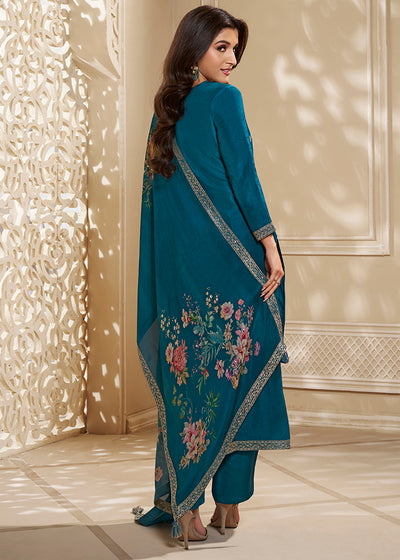 Dola Silk Fabric Designer Zardosi Hand Work Ready to wear Salwar & Kurta Set