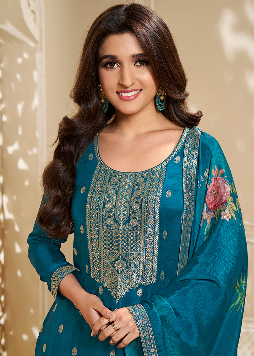 Dola Silk Fabric Designer Zardosi Hand Work Ready to wear Salwar & Kurta Set